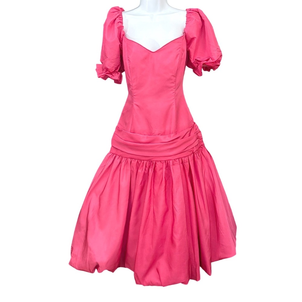Vintage Eveningwear Pink Bubble Hem Dress 80's Prom Barbiecore Coquette Formal